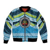 Personalised Tonga Lavengamalie College Sleeve Zip Bomber Jacket Polynesian Ngatu Tribal