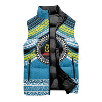 Personalised Tonga Lavengamalie College Sleeveless Puffer Jacket Polynesian Ngatu Tribal - Polynesian Pride