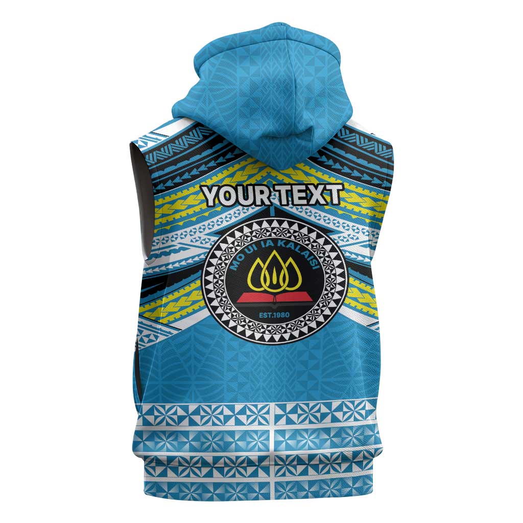 Personalised Tonga Lavengamalie College Sleeveless Zip Hoodie Polynesian Ngatu Tribal - Polynesian Pride