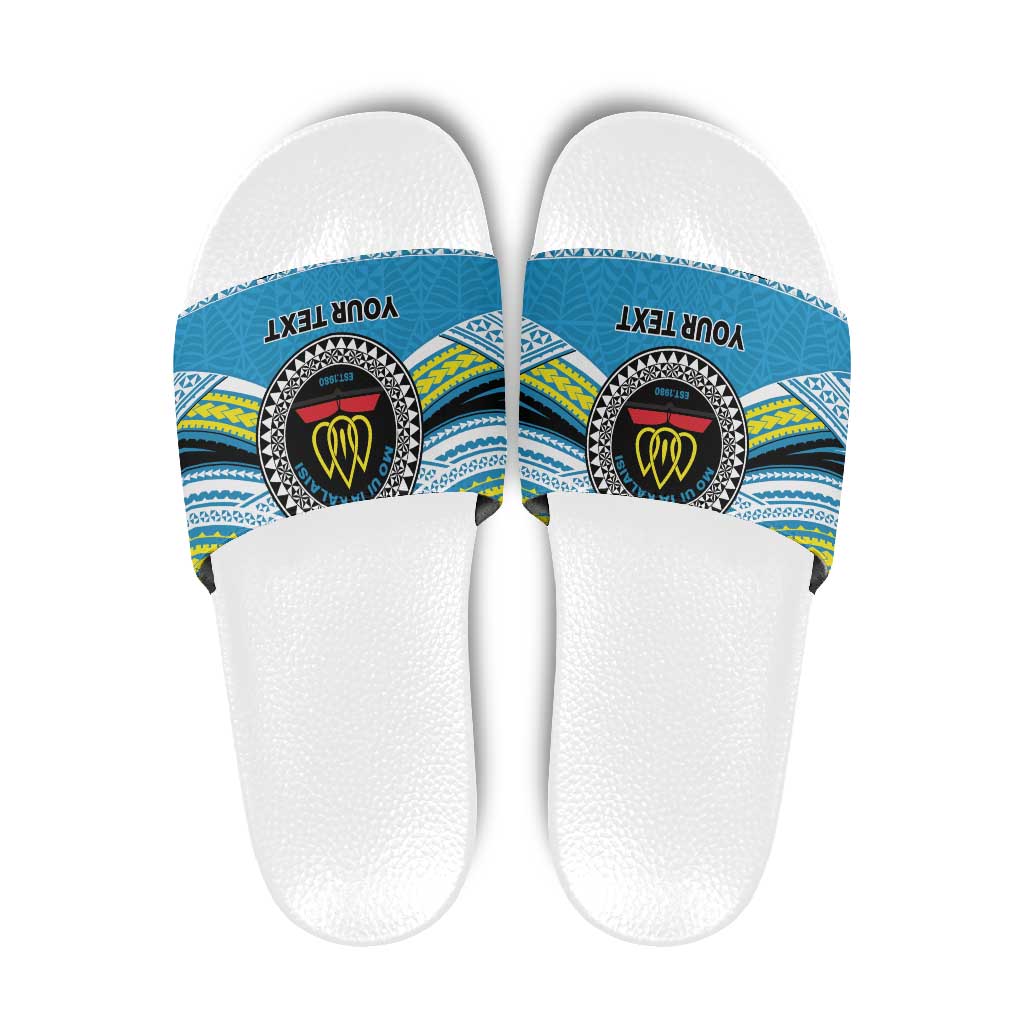 Personalised Tonga Lavengamalie College Slide Sandals Polynesian Ngatu Tribal - Polynesian Pride