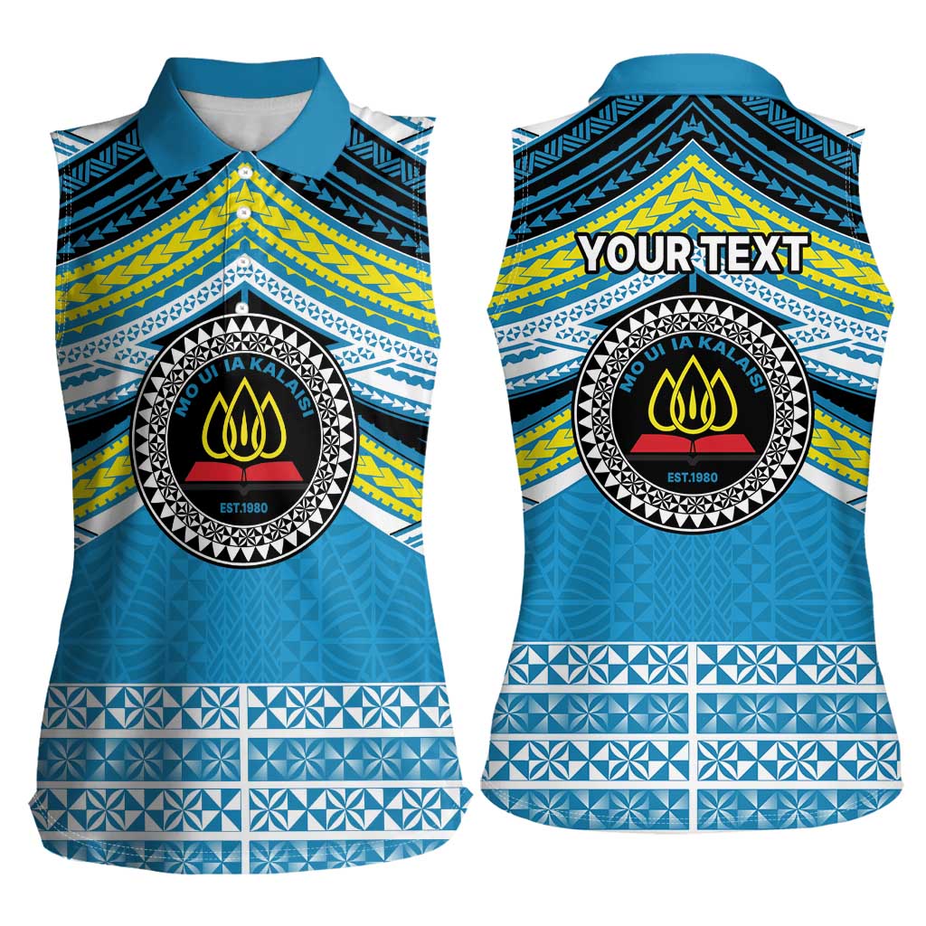 Personalised Tonga Lavengamalie College Women Sleeveless Polo Shirt Polynesian Ngatu Tribal