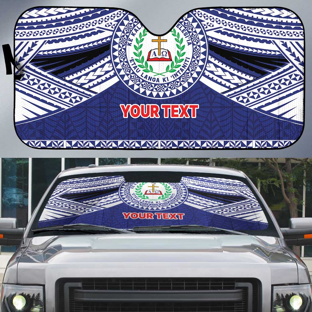 Personalised Tonga Sia'atoutai Theological College Auto Sun Shade Polynesian Ngatu Tribal - Polynesian Pride