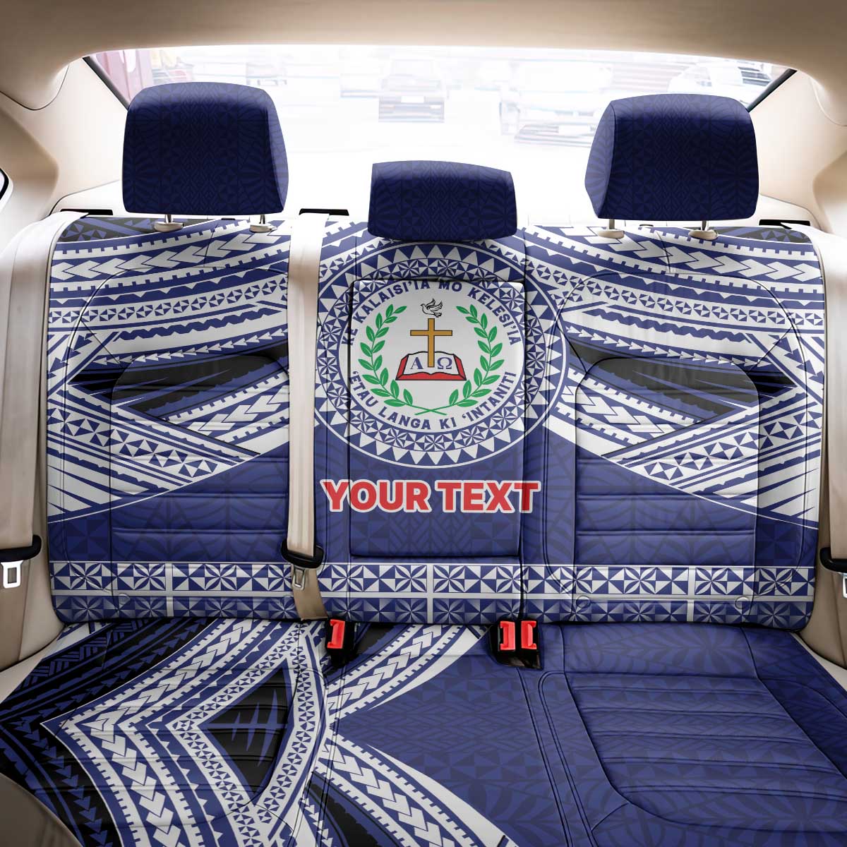 Personalised Tonga Sia'atoutai Theological College Back Car Seat Cover Polynesian Ngatu Tribal LT9 - Polynesian Pride
