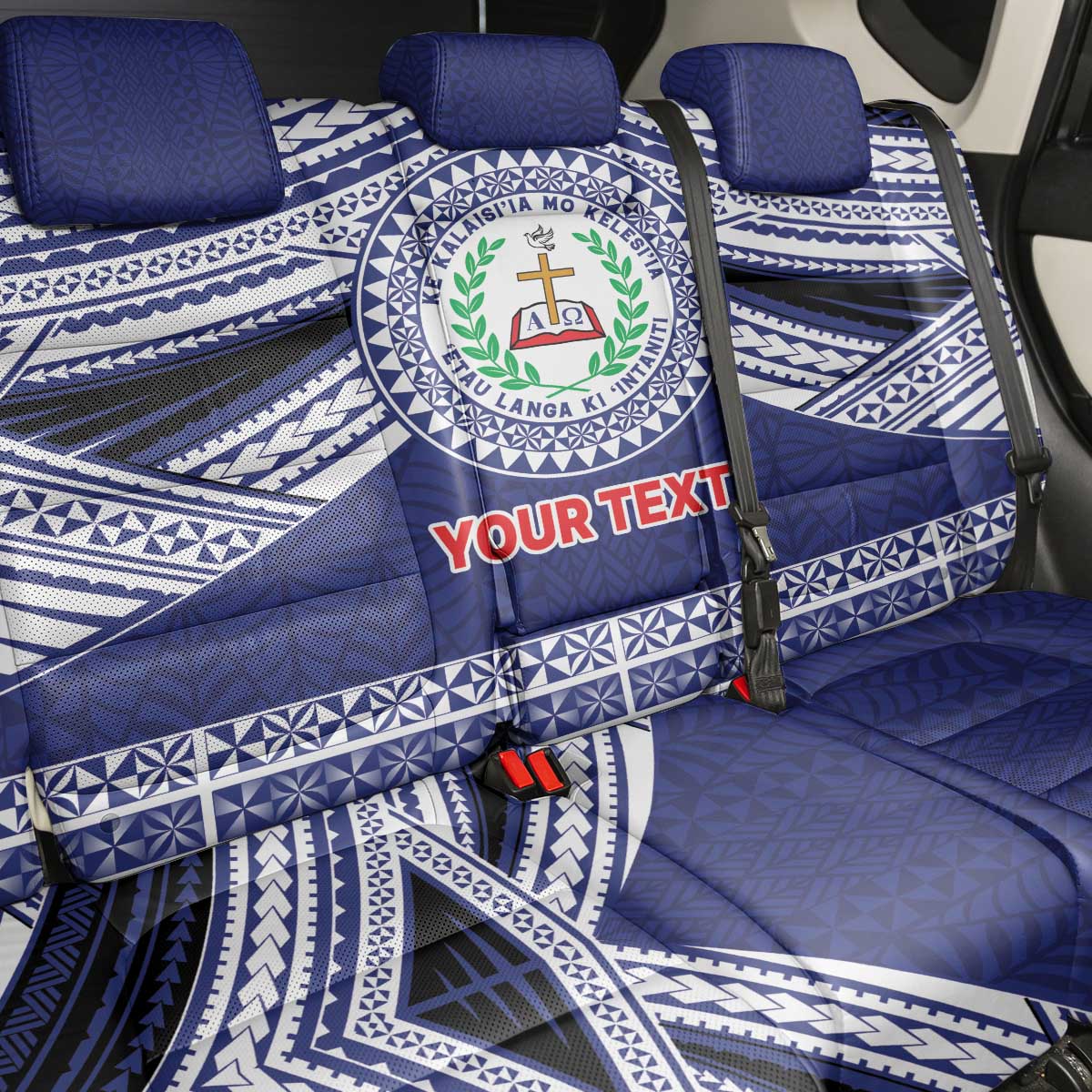 Personalised Tonga Sia'atoutai Theological College Back Car Seat Cover Polynesian Ngatu Tribal LT9 - Polynesian Pride