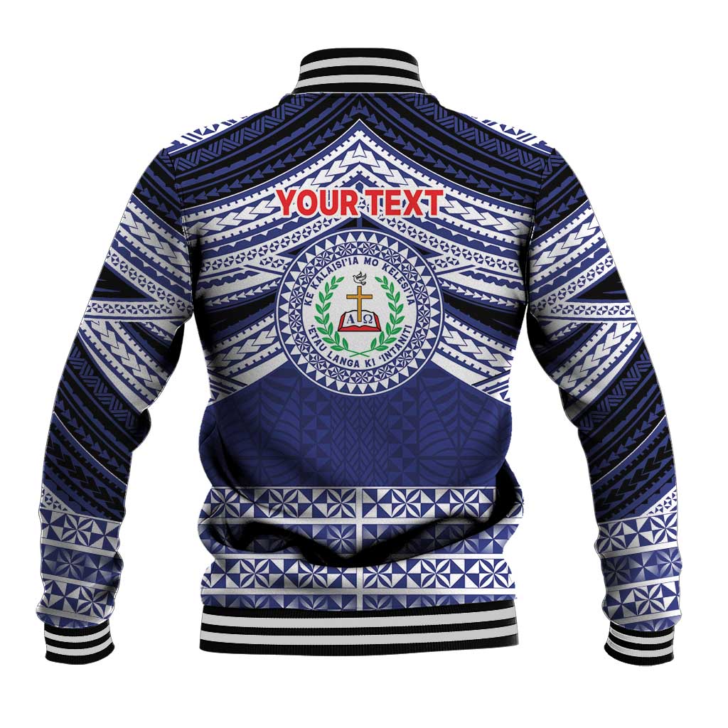 Personalised Tonga Sia'atoutai Theological College Baseball Jacket Polynesian Ngatu Tribal