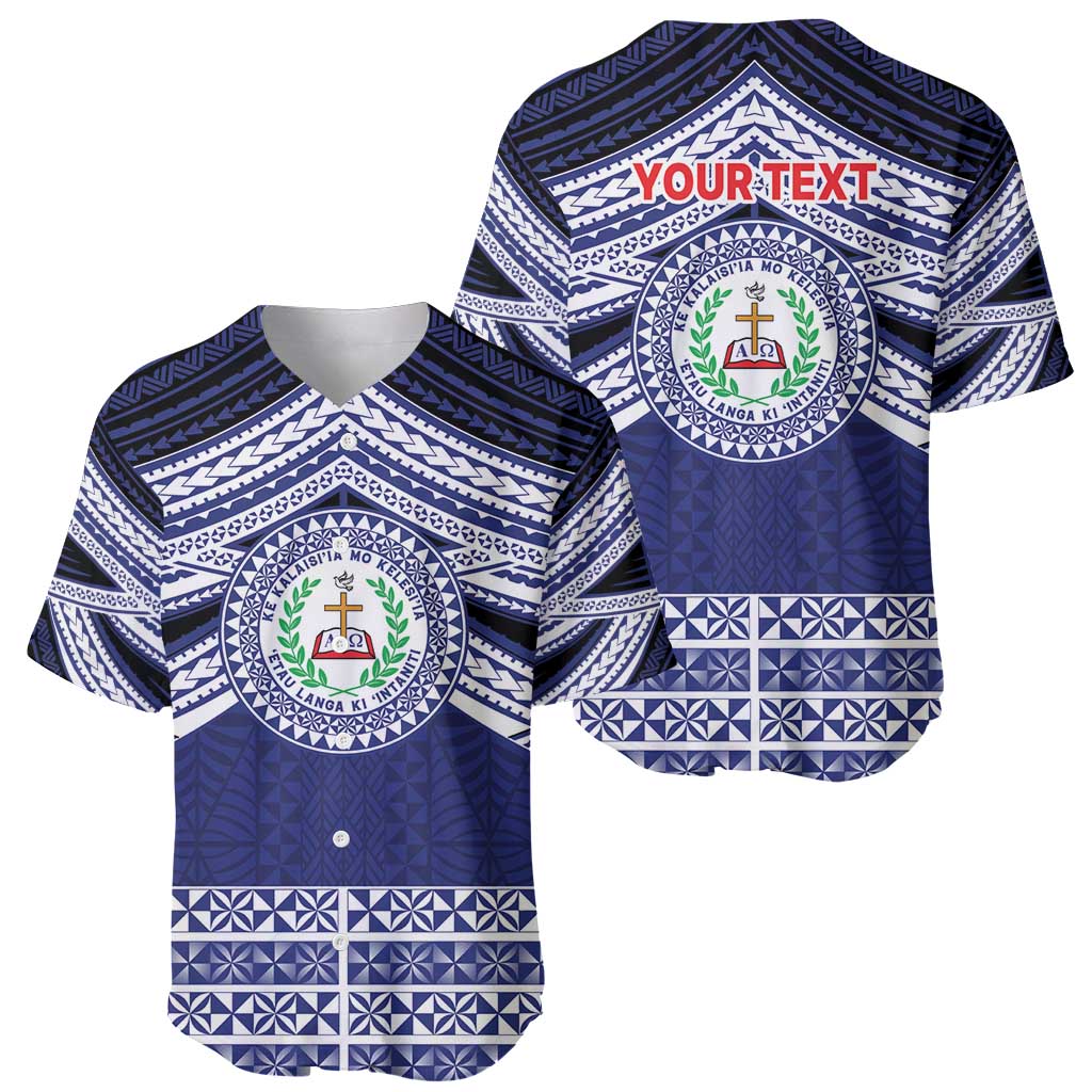 Personalised Tonga Sia'atoutai Theological College Baseball Jersey Polynesian Ngatu Tribal