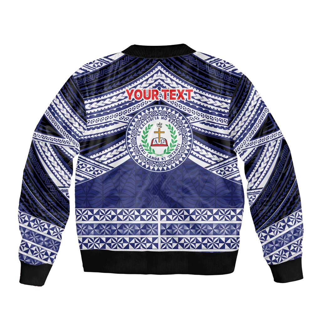 Personalised Tonga Sia'atoutai Theological College Bomber Jacket Polynesian Ngatu Tribal