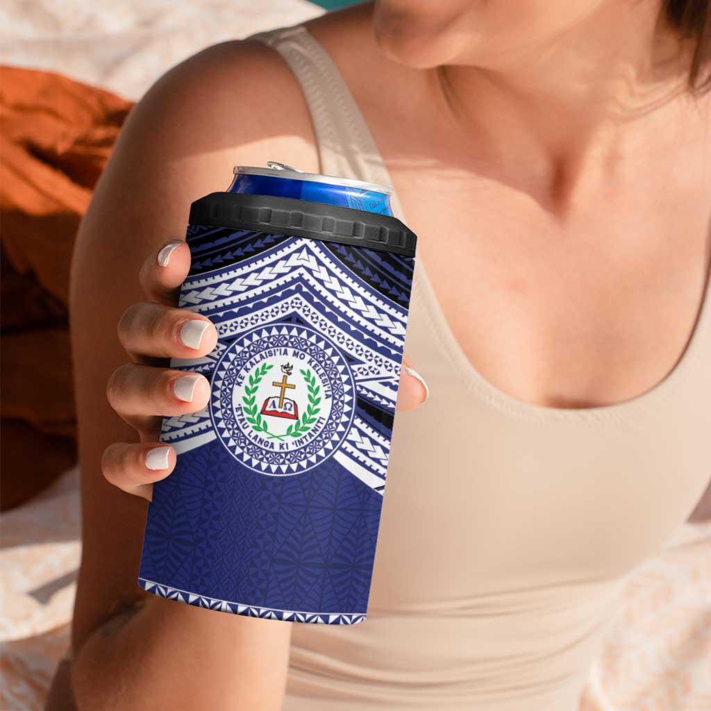 Personalised Tonga Sia'atoutai Theological College 4 in 1 Can Cooler Tumbler Polynesian Ngatu Tribal