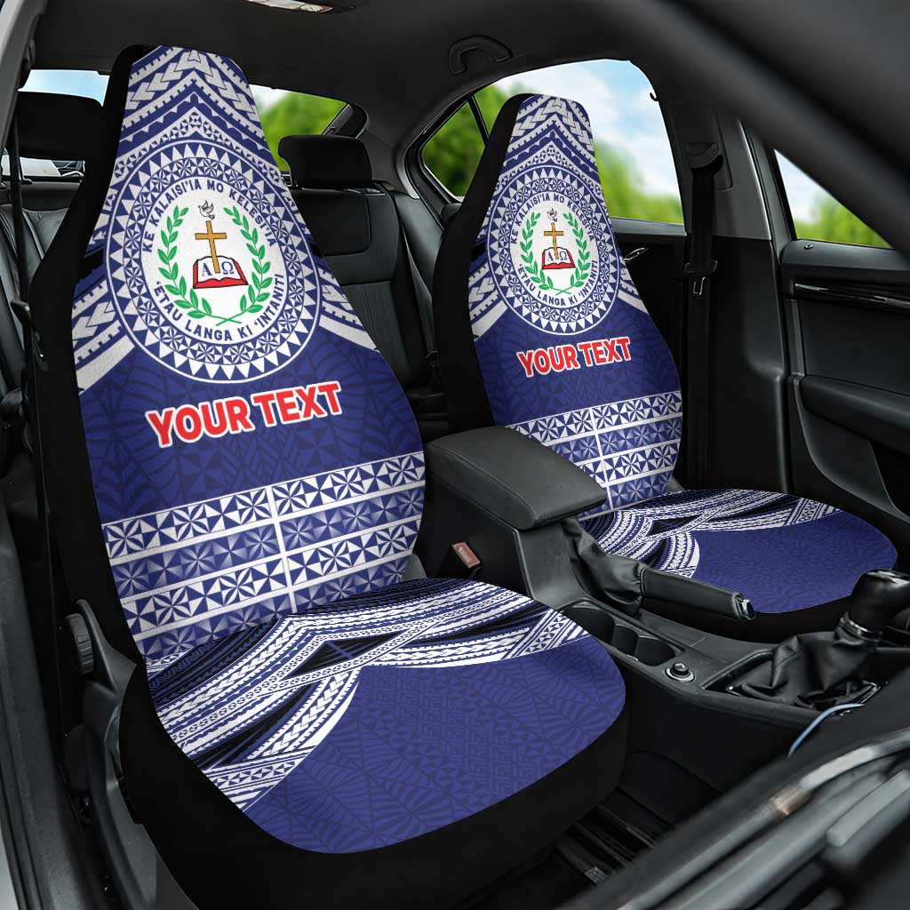 Personalised Tonga Sia'atoutai Theological College Car Seat Cover Polynesian Ngatu Tribal LT9 One Size Blue - Polynesian Pride