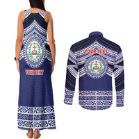 Personalised Tonga Sia'atoutai Theological College Couples Matching Tank Maxi Dress and Long Sleeve Button Shirt Polynesian Ngatu Tribal