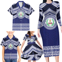 Personalised Tonga Sia'atoutai Theological College Family Matching Long Sleeve Bodycon Dress and Hawaiian Shirt Polynesian Ngatu Tribal