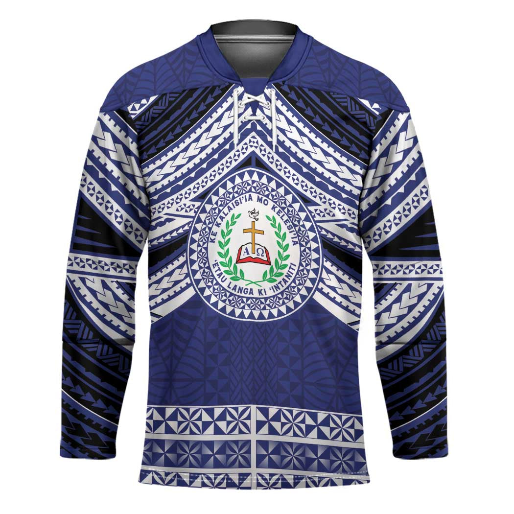 Personalised Tonga Sia'atoutai Theological College Hockey Jersey Polynesian Ngatu Tribal - Polynesian Pride