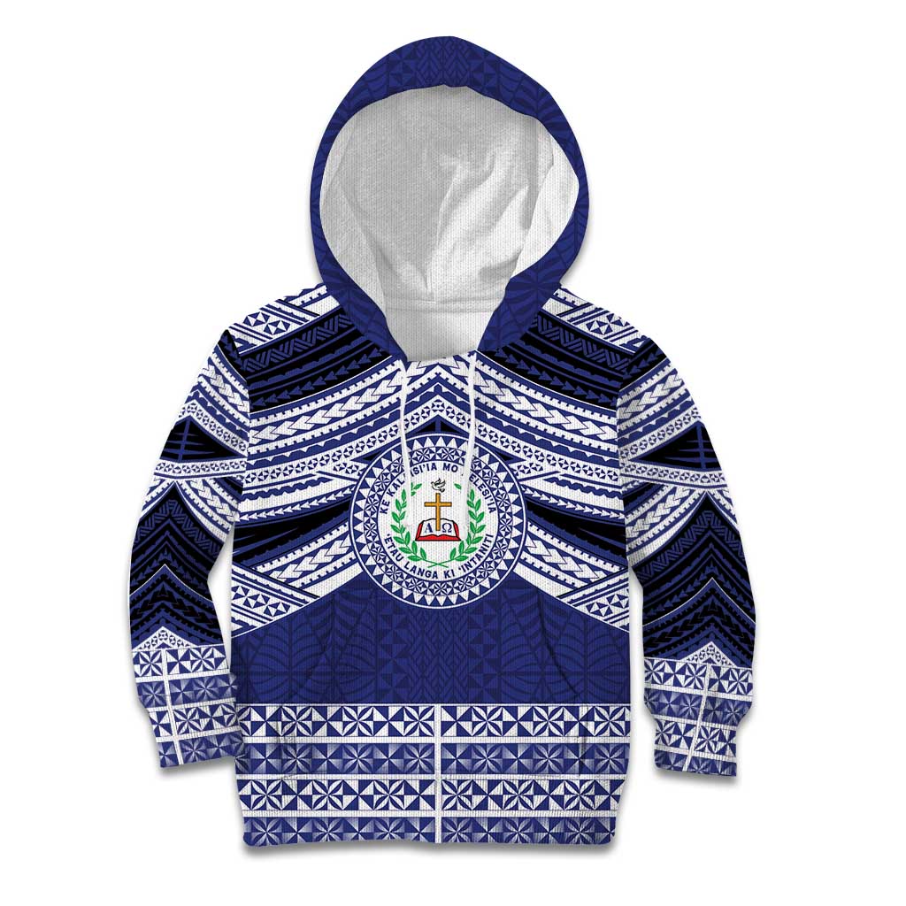 Personalised Tonga Sia'atoutai Theological College Kid Hoodie Polynesian Ngatu Tribal