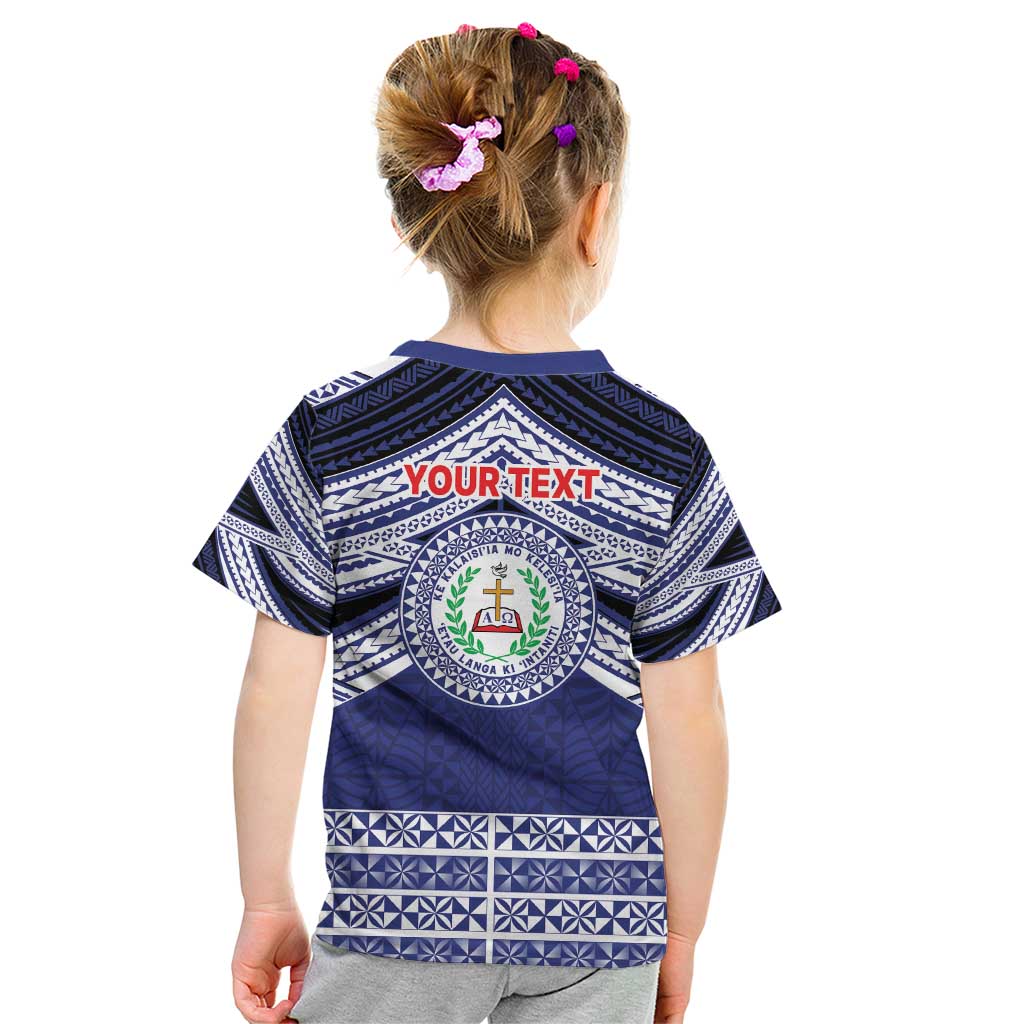 Personalised Tonga Sia'atoutai Theological College Kid T Shirt Polynesian Ngatu Tribal
