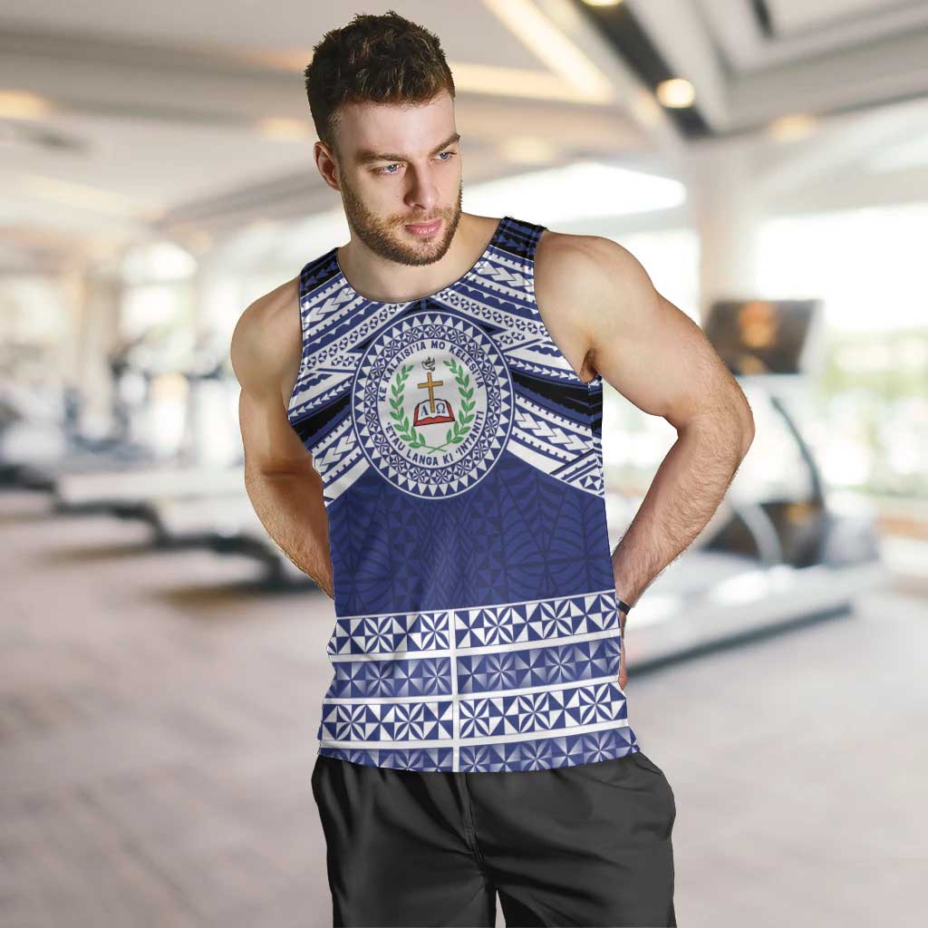 Personalised Tonga Sia'atoutai Theological College Men Tank Top Polynesian Ngatu Tribal