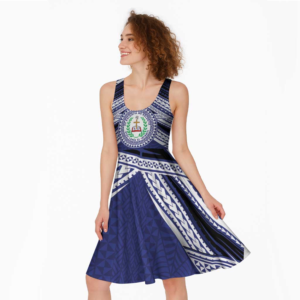 Personalised Tonga Sia'atoutai Theological College Midi Dress Polynesian Ngatu Tribal LT9 - Polynesian Pride