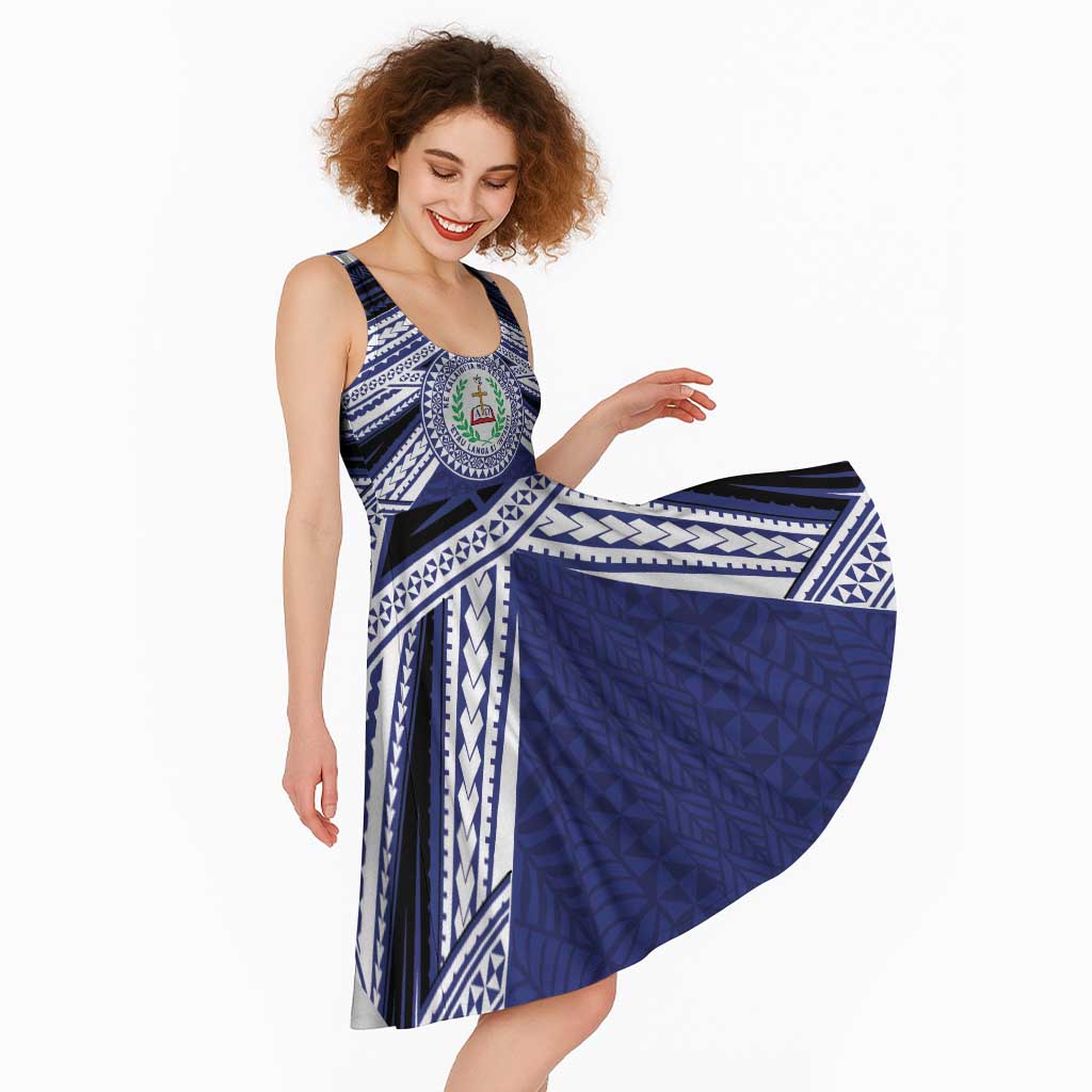 Personalised Tonga Sia'atoutai Theological College Midi Dress Polynesian Ngatu Tribal LT9 - Polynesian Pride