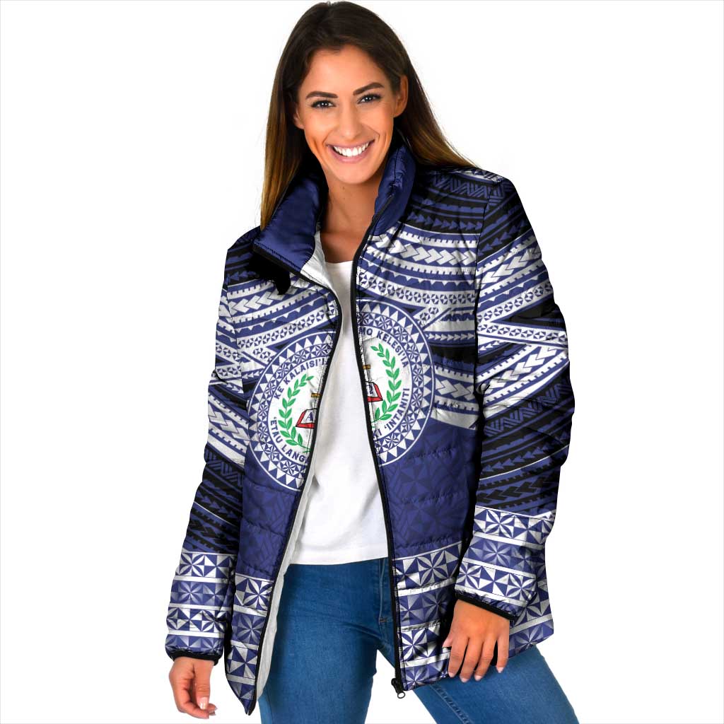 Personalised Tonga Sia'atoutai Theological College Padded Jacket Polynesian Ngatu Tribal - Polynesian Pride