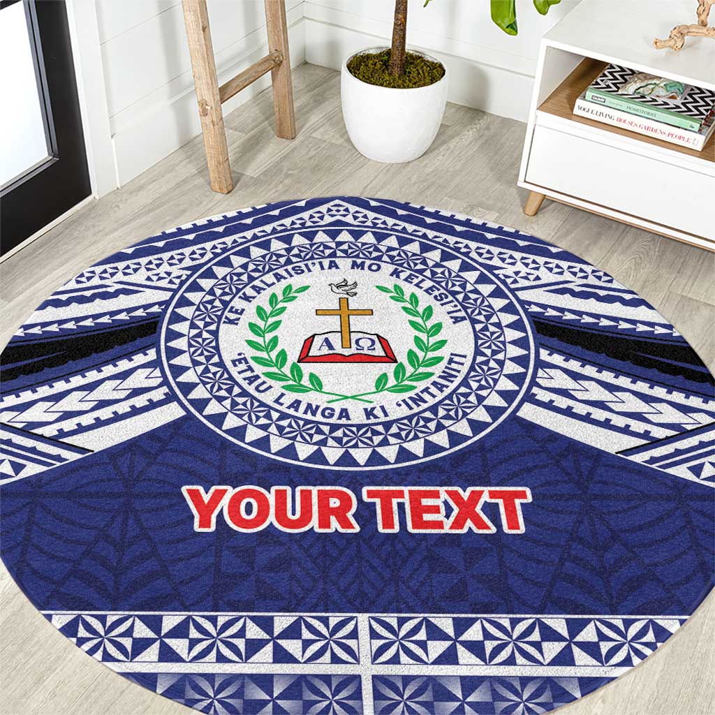 Personalised Tonga Sia'atoutai Theological College Round Carpet Polynesian Ngatu Tribal