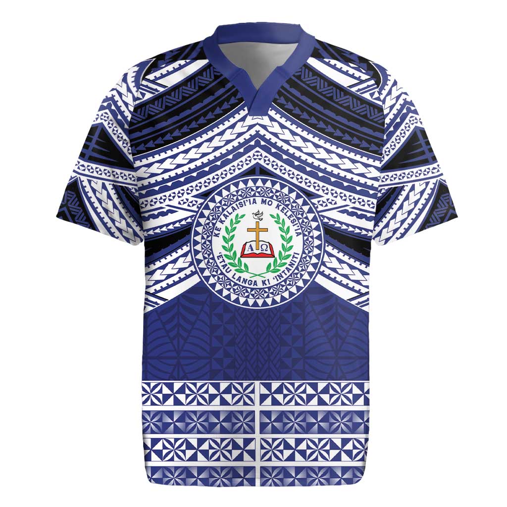Personalised Tonga Sia'atoutai Theological College Rugby Jersey Polynesian Ngatu Tribal