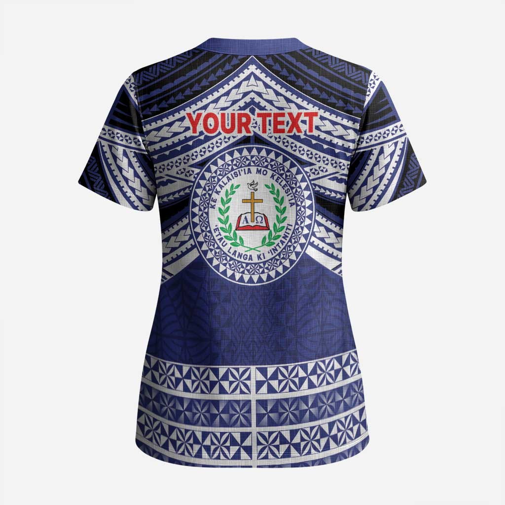 Personalised Tonga Sia'atoutai Theological College Scrub Top Polynesian Ngatu Tribal - Polynesian Pride