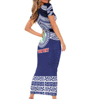 Personalised Tonga Sia'atoutai Theological College Short Sleeve Bodycon Dress Polynesian Ngatu Tribal