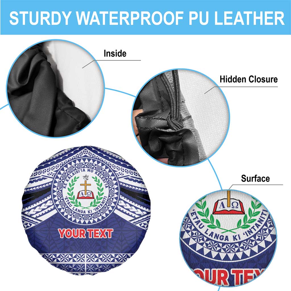 Personalised Tonga Sia'atoutai Theological College Spare Tire Cover Polynesian Ngatu Tribal