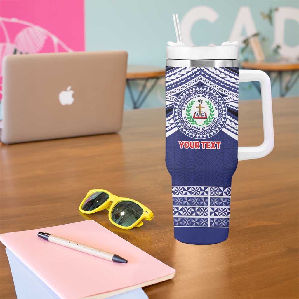 Personalised Tonga Sia'atoutai Theological College Tumbler With Handle Polynesian Ngatu Tribal