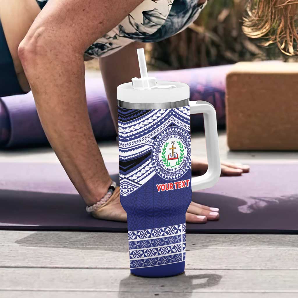 Personalised Tonga Sia'atoutai Theological College Tumbler With Handle Polynesian Ngatu Tribal