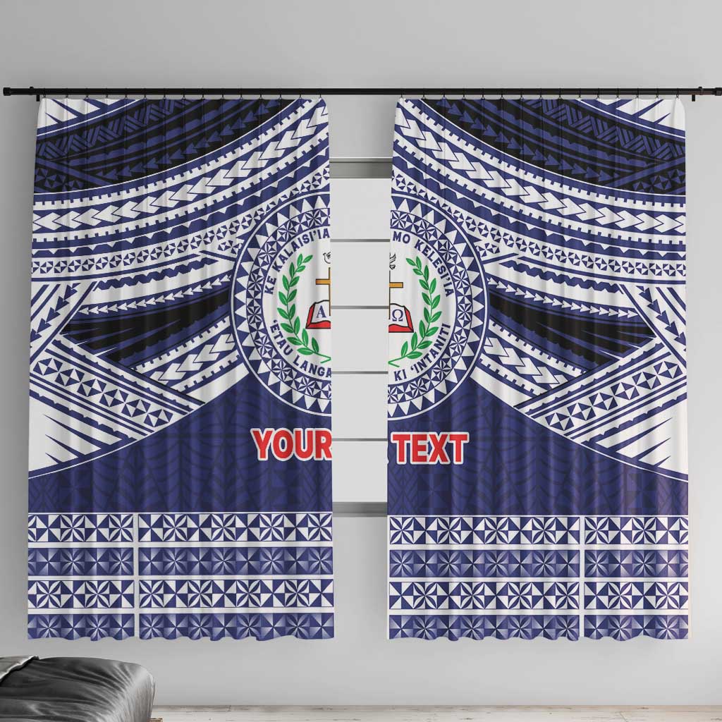 Personalised Tonga Sia'atoutai Theological College Window Curtain Polynesian Ngatu Tribal