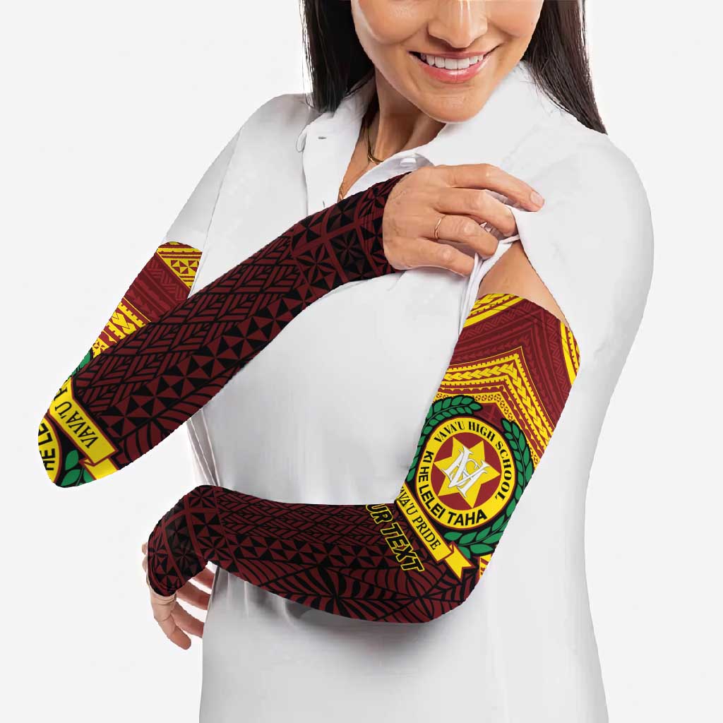 Personalised Tonga Vava'u High School Arm Sleeves Polynesian Ngatu Tribal - Polynesian Pride