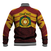 Personalised Tonga Vava'u High School Baseball Jacket Polynesian Ngatu Tribal