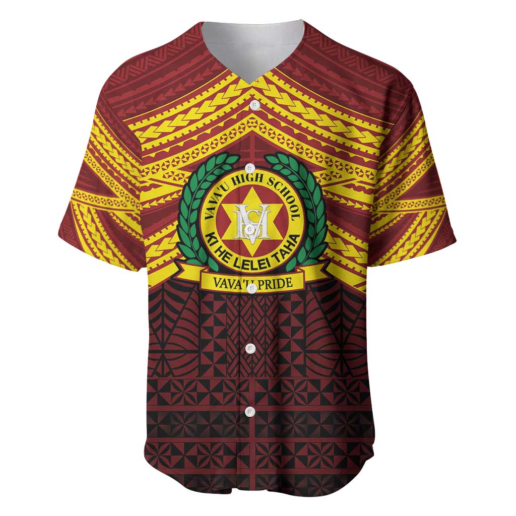 Personalised Tonga Vava'u High School Baseball Jersey Polynesian Ngatu Tribal