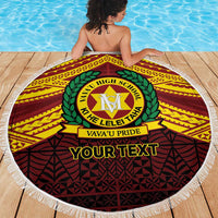 Personalised Tonga Vava'u High School Beach Blanket Polynesian Ngatu Tribal