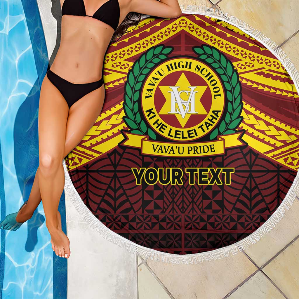 Personalised Tonga Vava'u High School Beach Blanket Polynesian Ngatu Tribal