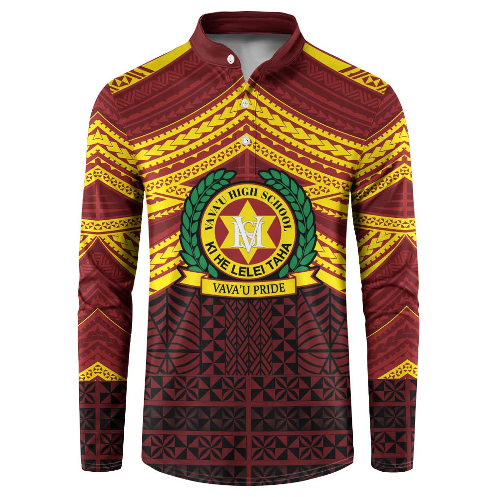 Personalised Tonga Vava'u High School Button Sweatshirt Polynesian Ngatu Tribal