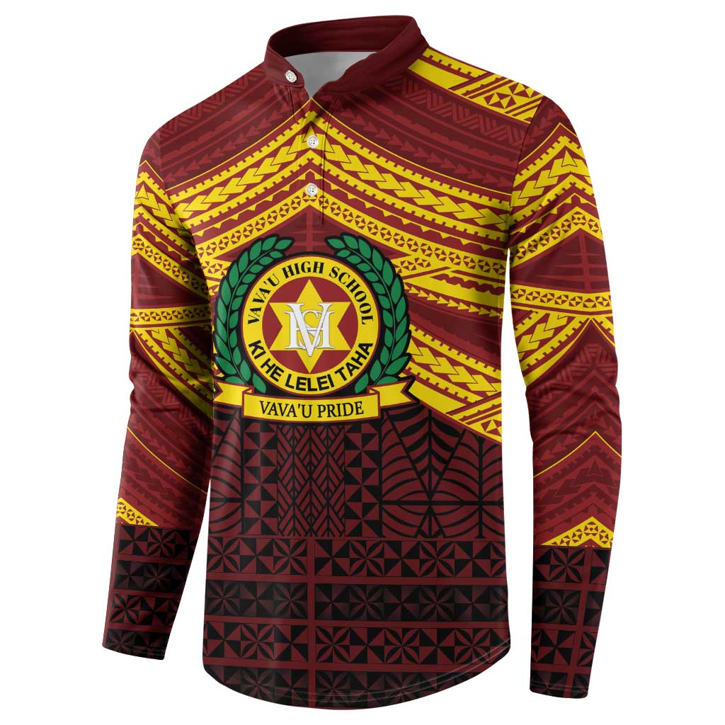 Personalised Tonga Vava'u High School Button Sweatshirt Polynesian Ngatu Tribal