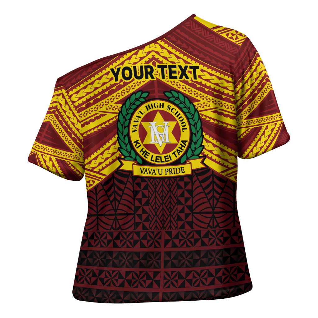 Personalised Tonga Vava'u High School Cross Shoulder Shirt Polynesian Ngatu Tribal - Polynesian Pride