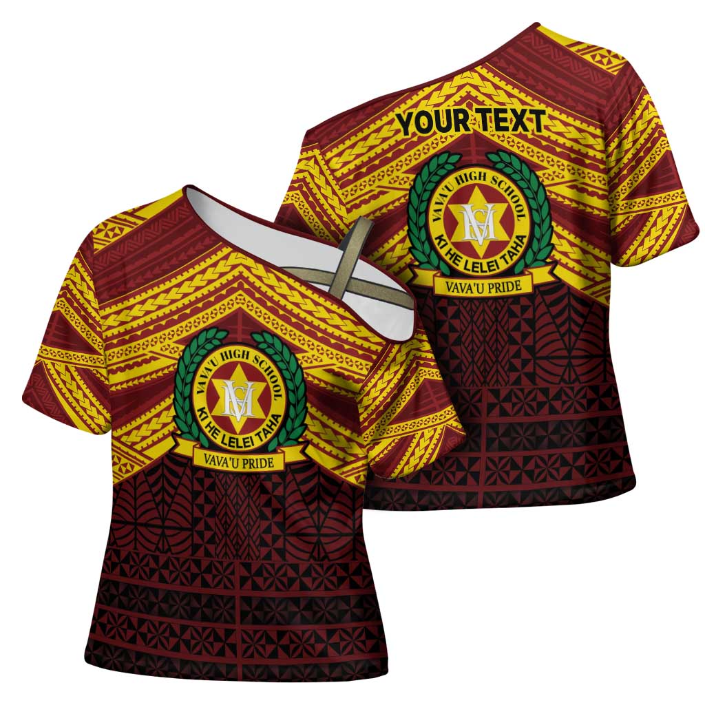 Personalised Tonga Vava'u High School Cross Shoulder Shirt Polynesian Ngatu Tribal - Polynesian Pride