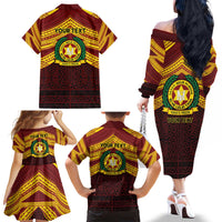 Personalised Tonga Vava'u High School Family Matching Off The Shoulder Long Sleeve Dress and Hawaiian Shirt Polynesian Ngatu Tribal