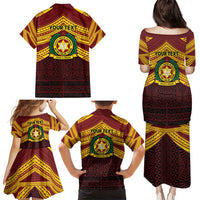 Personalised Tonga Vava'u High School Family Matching Puletasi and Hawaiian Shirt Polynesian Ngatu Tribal