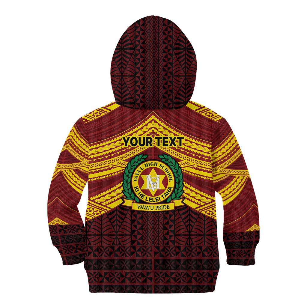 Personalised Tonga Vava'u High School Kid Hoodie Polynesian Ngatu Tribal