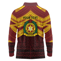 Personalised Tonga Vava'u High School Long Sleeve Polo Shirt Polynesian Ngatu Tribal