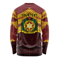 Personalised Tonga Vava'u High School Long Sleeve Shirt Polynesian Ngatu Tribal