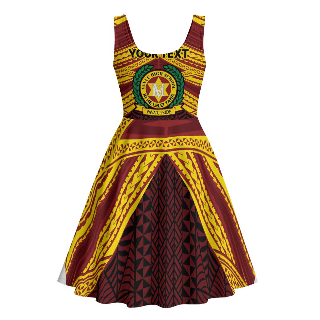 Personalised Tonga Vava'u High School Midi Dress Polynesian Ngatu Tribal - Polynesian Pride