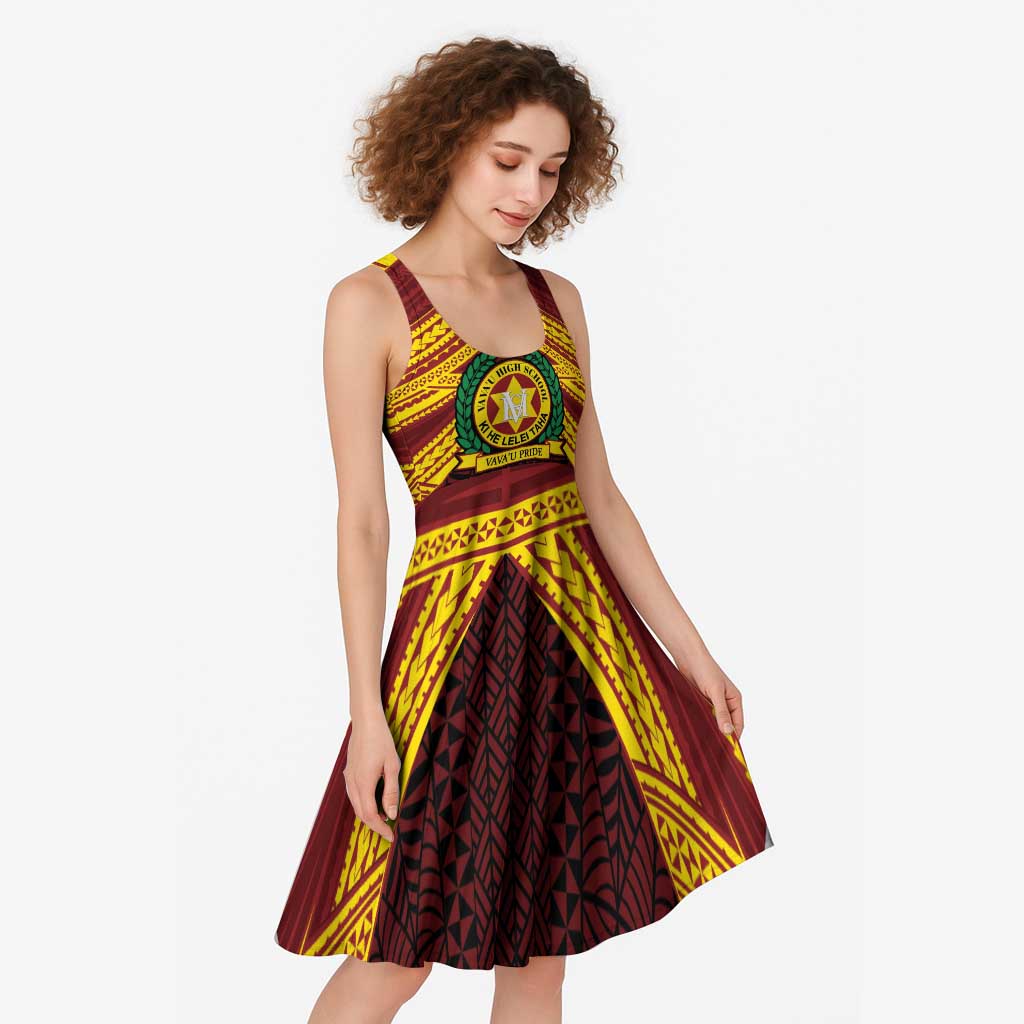 Personalised Tonga Vava'u High School Midi Dress Polynesian Ngatu Tribal - Polynesian Pride