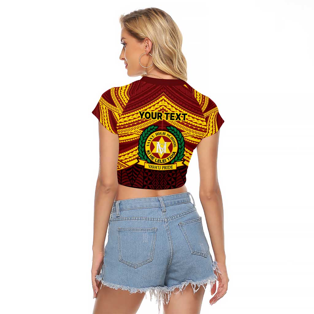 Personalised Tonga Vava'u High School Raglan Cropped T Shirt Polynesian Ngatu Tribal