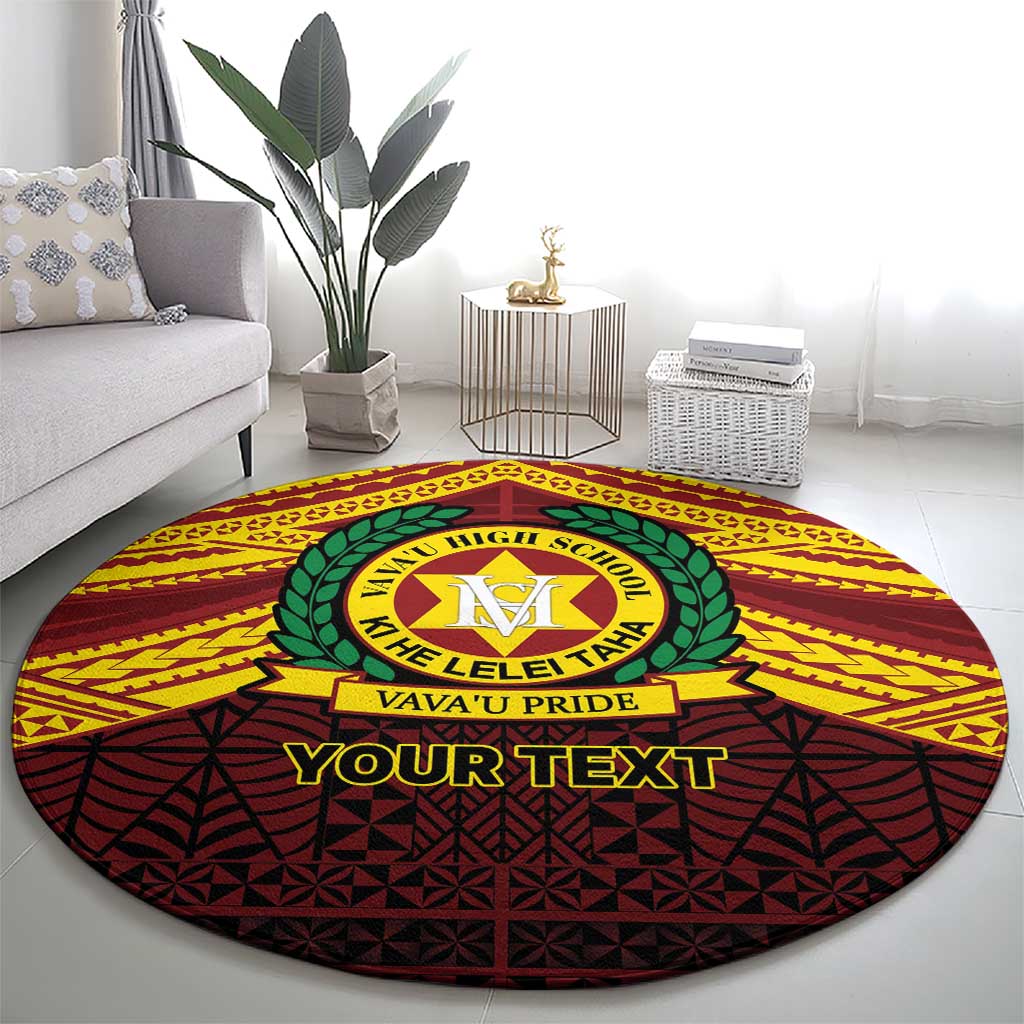 Personalised Tonga Vava'u High School Round Carpet Polynesian Ngatu Tribal