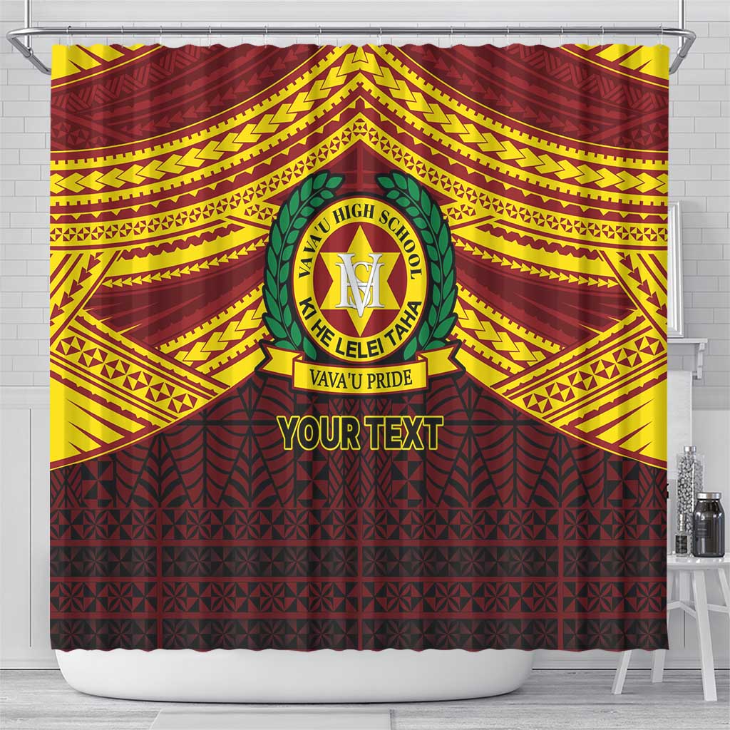 Personalised Tonga Vava'u High School Shower Curtain Polynesian Ngatu Tribal