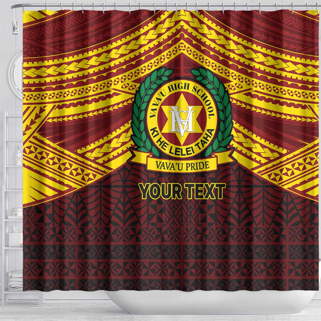 Personalised Tonga Vava'u High School Shower Curtain Polynesian Ngatu Tribal